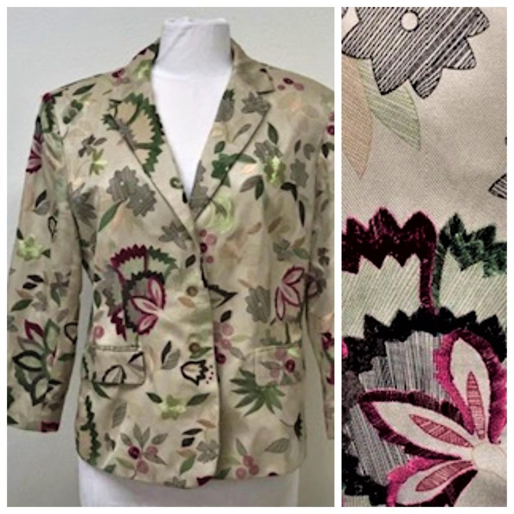 JONES NEW YORK Embroidered Floral Jacket/Blazer